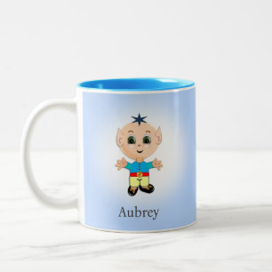 Süßer magischer Elf auf hellblau Zweifarbige Tasse