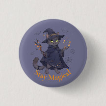 Süßer magischer Katzen-Halloween-Anstecker