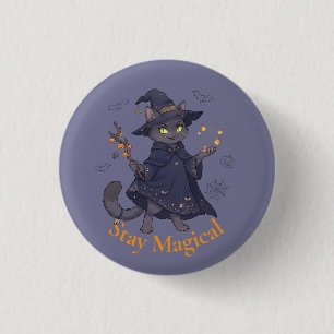 Süßer magischer Katzen-Halloween-Anstecker Button