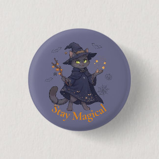 Süßer magischer Katzen-Halloween-Anstecker Button