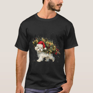 Süßer Malteser Hund in einem Weihnachtsbaum für Mä T-Shirt