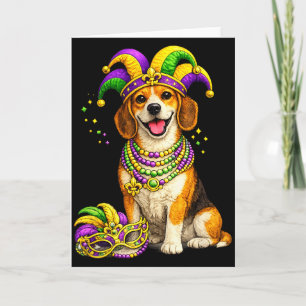 Süßer Mardi Gras Beagle Hund Karte