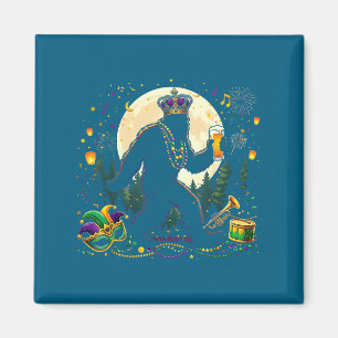 Süßer Mardi Gras Bigfoot Sasquatch trinkend Magnet