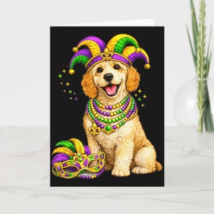 Süßer Mardi Gras themed Labradoodle Hund Karte