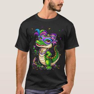 Süßer Mardigator Mardi Gras Alligator Kostüm Mädch T-Shirt