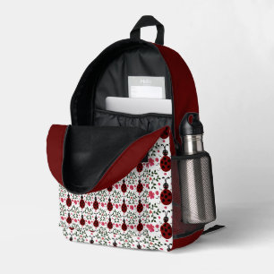 Süßer Marienkäfer Blumen Nahtloses Muster Bedruckter Rucksack