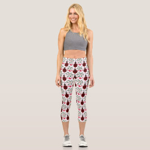 Süßer Marienkäfer Blumen Nahtloses Muster Capri Leggings