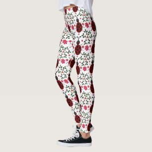 Süßer Marienkäfer Blumen Nahtloses Muster Leggings