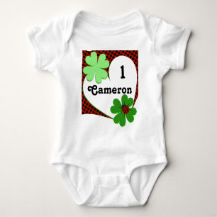 Süßer Marienkäfer & Kleeblatt 1. Geburtstag Baby B Strampler