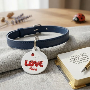 Süßer Marienkäfer "LIEBE" personalisierter Hunde- Haustiermarke