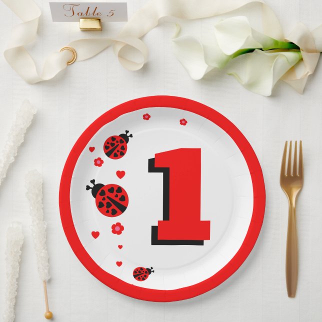 Süßer Marienkäfer Pappteller (Hochzeit)