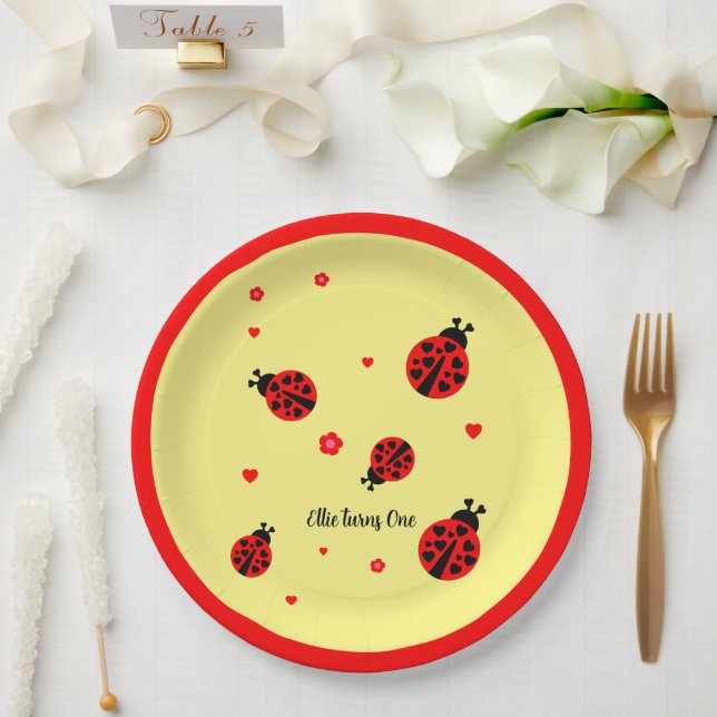 Süßer Marienkäfer Pappteller (Hochzeit)