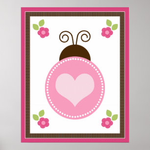 Süßer Marienkäfer und Blumen Kinderzimmer-Kunstpos Poster