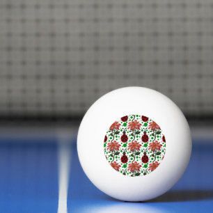 Süßer Marienkäfer und rosa Blumenmuster Handgeze Tischtennisball