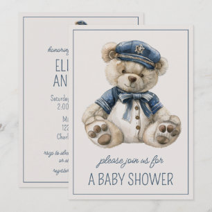 Süßer mariner blauer Babybär personalisiert Einladung
