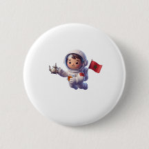 Süßer marokkanischer Astronaut Kawaii 3D-Aufkleber
