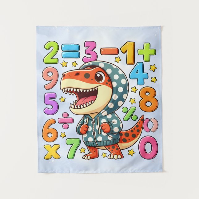 Süßer Mathe-Dinosaurier-Zahlenposter für Kinder Wandteppich (Vorderseite)