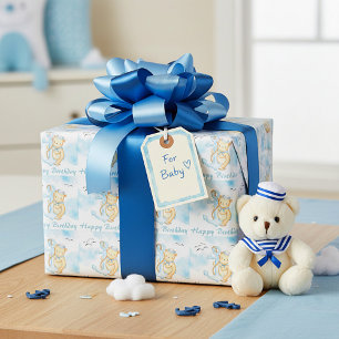 Süßer Matrosenbär Baby Geburtstag Geschenkpapier