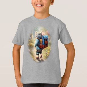Süßer Mäusejunge auf dem Weg zur Schule, individue T-Shirt