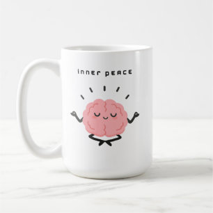 Süßer meditierender Gehirn & minimalistischer inne Kaffeetasse