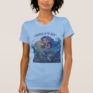 Süßer Meerescharakter mit Kaffeekreis T-Shirt