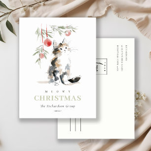 Süßer Meowy Weihnachtsbaum-Katzen-Firmenlogo Feiertagspostkarte