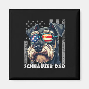 Süßer Mini-Schnauzer-Vater Hund Vatertag USA-Flagg Magnet