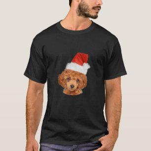 Süßer Miniaturpudel mit Weihnachtsmannmütze T-Shirt