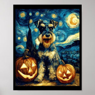 Süßer Miniaturschnauzer-Hund Halloween Jack O Lant Poster
