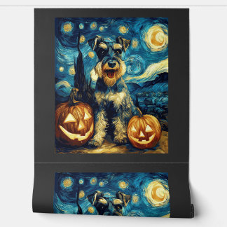 Süßer Miniaturschnauzer-Hund Halloween Jack O Lant Tapete