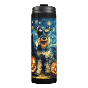 Süßer Miniaturschnauzer-Hund Halloween Jack O Lant Thermosbecher