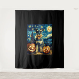 Süßer Miniaturschnauzer-Hund Halloween Jack O Lant Wandteppich
