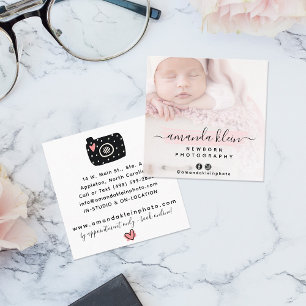Süßer minimalistischer Fotograf Kamera individuell Quadratische Visitenkarte