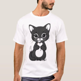 Süßer minimalistischer Kätzchen mit Herz und Lutsc T-Shirt