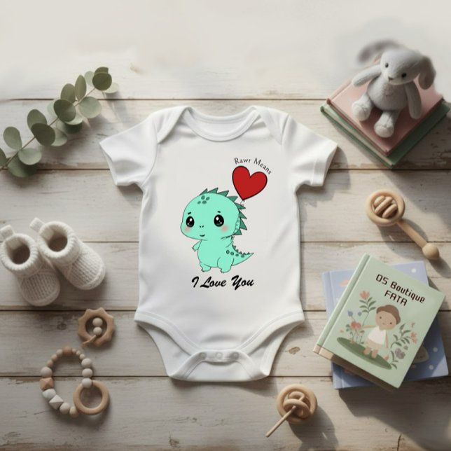 Süßer Minze-Dinosaurier Baby Strampler (Von Creator hochgeladen)