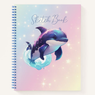 Süßer moderner Kawaii-Orca-Schwertwal in Rosa und  Notizbuch