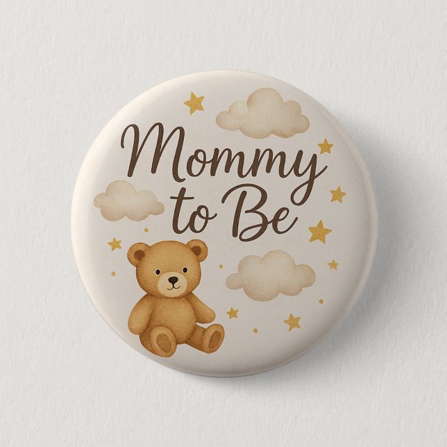 Süßer moderner Teddybär-Mama-Button Button (Vorderseite)