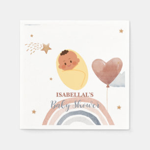 Süßer Mondstern Afroamerikanische Kinder Babyparty Serviette