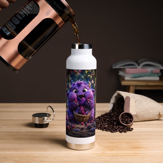 Süßer Monster Fantasy Waldkunst Berry Bandit Trinkflasche (Kaffee (gedreht))