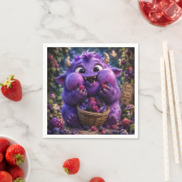 Süßer Monster-Fantasy-Waldkunst namens Beerendieb Serviette