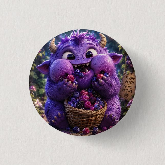 Süßer Monster-Wald-Fantasy-Kunst des Beerendiebs Button (Vorderseite)