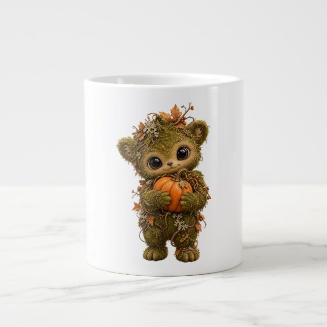 Süßer Moosbär-Kürbis-Becher Jumbo-Tasse (Vorderseite)