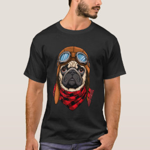 Süßer Mops-Aviator-Pilot-Flugzeug-Hund-Mama-Papa-K T-Shirt