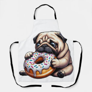 Süßer Mops-Donut-Cartoon lustig munching Schürze