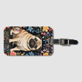 Süßer Mops Elegante Farbige Blumen Gepäckanhänger