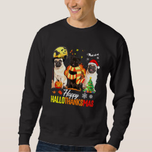 Süßer Mops Frohes Hallothanksmas Halloween Ernteda Sweatshirt