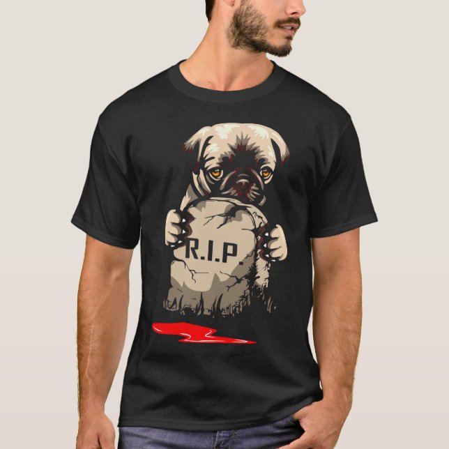 Süßer Mops-Grabstein 962 T-Shirt (Vorderseite)