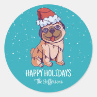 Süßer Mops-Hund-Fan Weihnachten Schnee Winter Urla