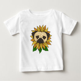 Süßer Mops-Hund in einer Sonnenblume Baby T-shirt