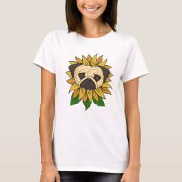 Süßer Mops-Hund in einer Sonnenblume T-Shirt
